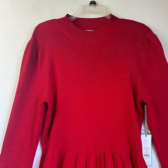 Draper James RSVP Sweater Dress Women's 2XL XXL Red Balloon Sleeve Knit midi NWT - Picture 4 of 6